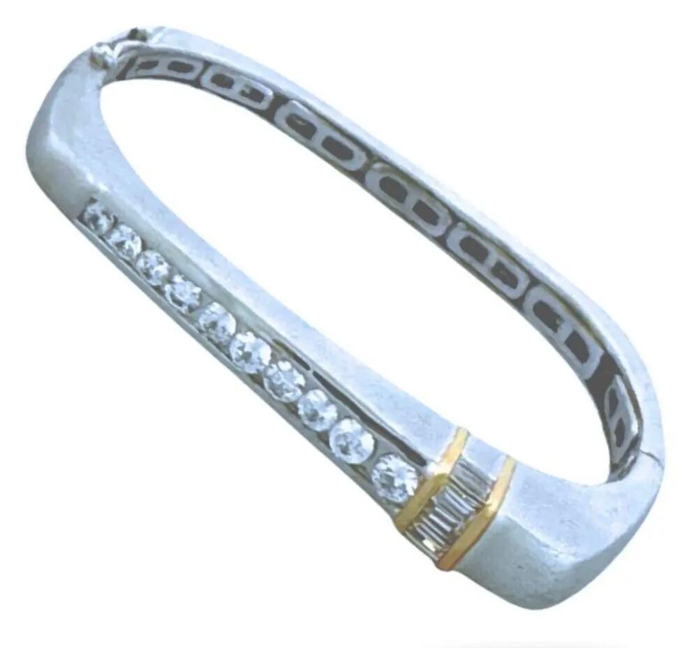 Lauren G Adams CZ Matte Platinum Bangle Bracelet – 10mm
